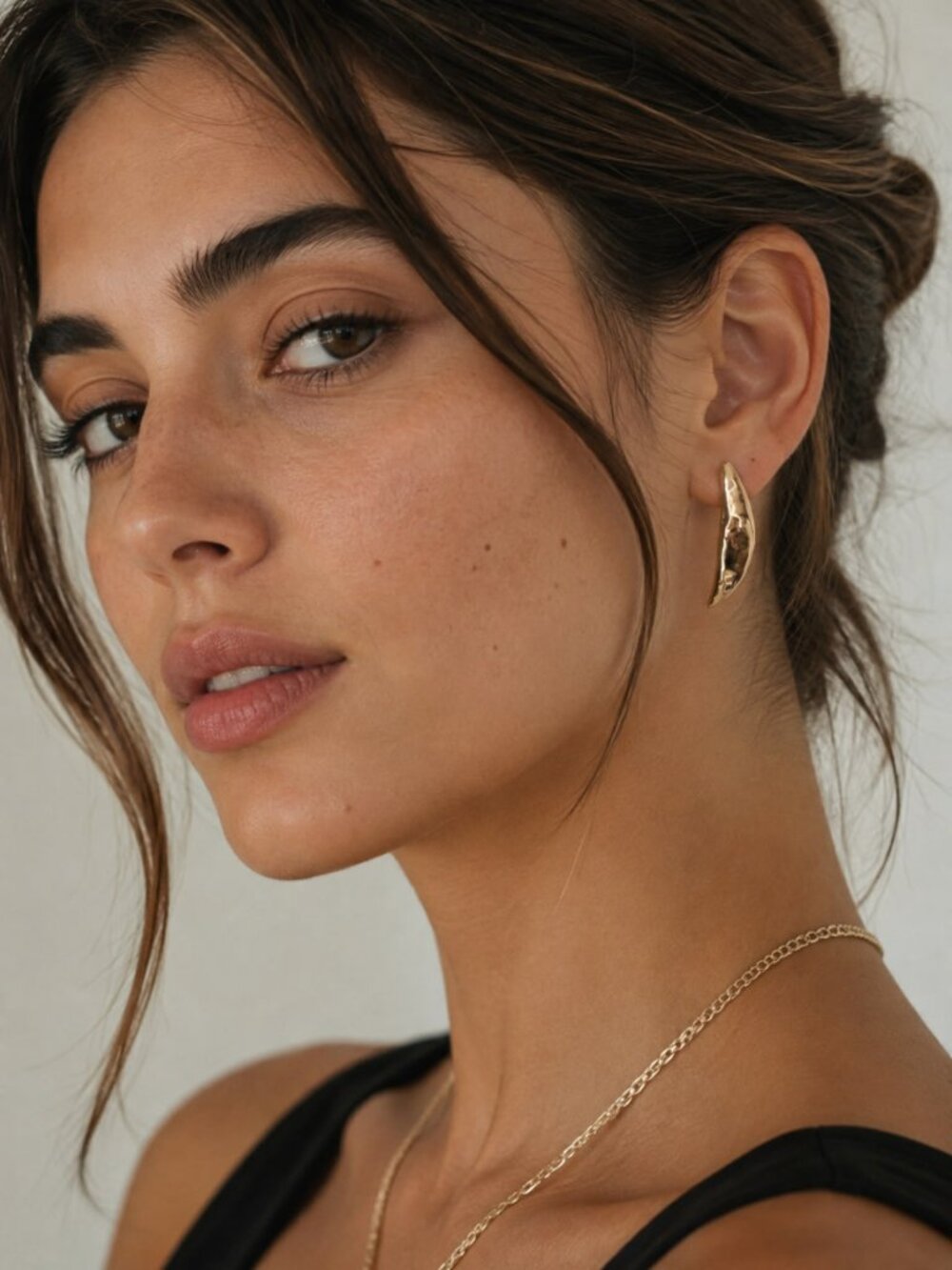 Anthropologie Half-Moon Gold Finish Post Earrings